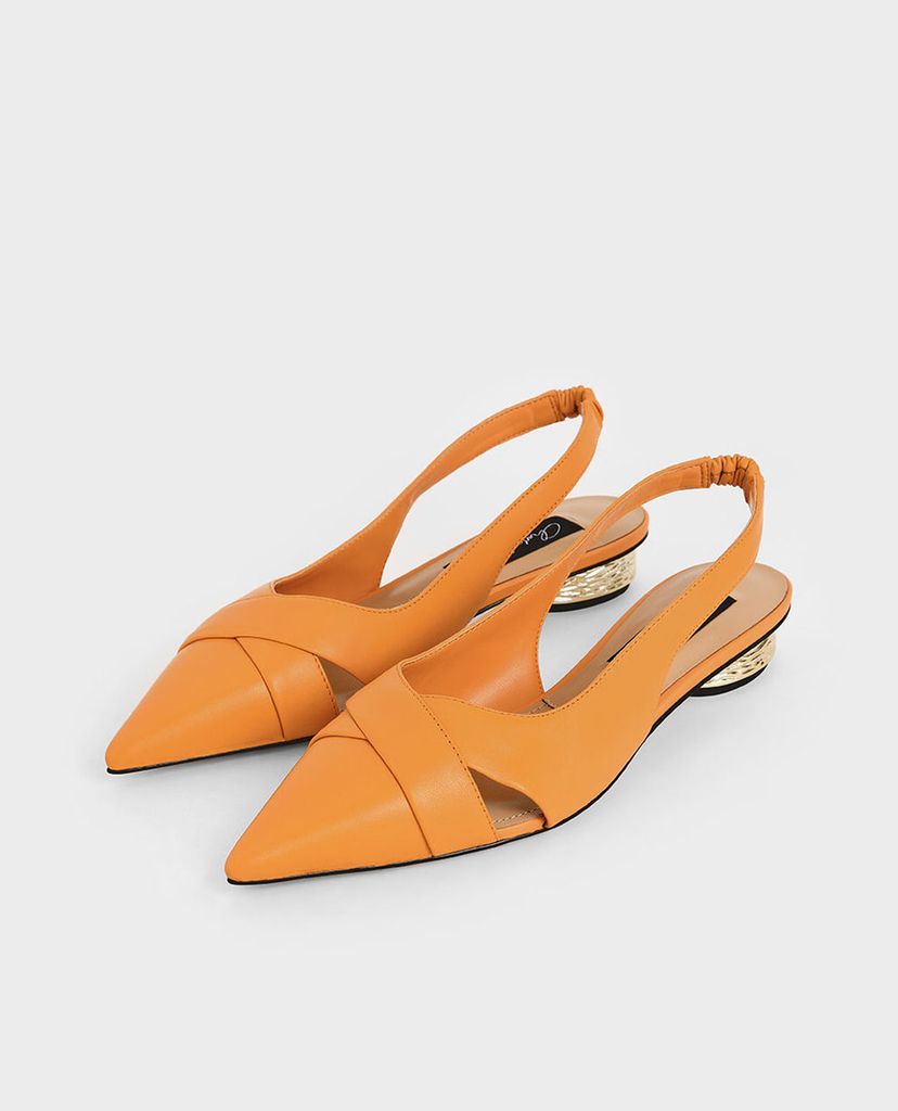 CHARLES & KEITH - Giày cao gót mũi nhọn Leather Slingback