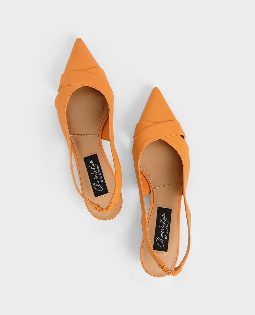 CHARLES & KEITH - Giày cao gót mũi nhọn Leather Slingback
