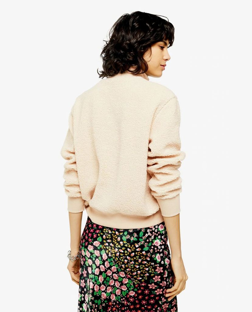 TOPSHOP - Áo sweatshirt nữ tay dài Stone Borg Zip Funnel