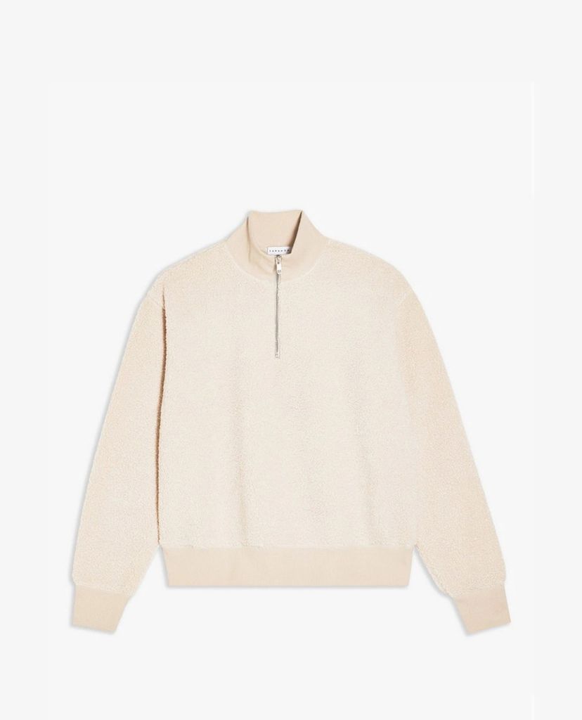 TOPSHOP - Áo sweatshirt nữ tay dài Stone Borg Zip Funnel