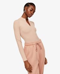 TOPSHOP - Áo bodysuits nữ tay dài Sand Zip Funnel