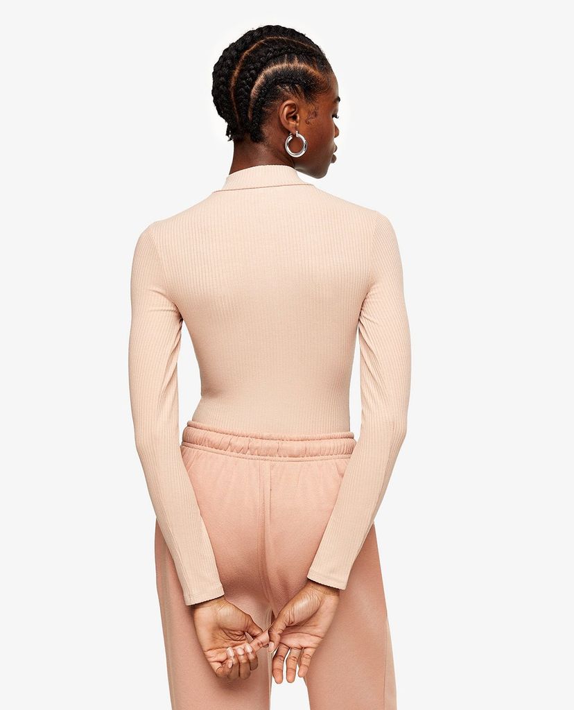 TOPSHOP - Áo bodysuits nữ tay dài Sand Zip Funnel