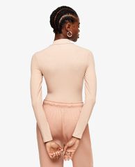 TOPSHOP - Áo bodysuits nữ tay dài Sand Zip Funnel