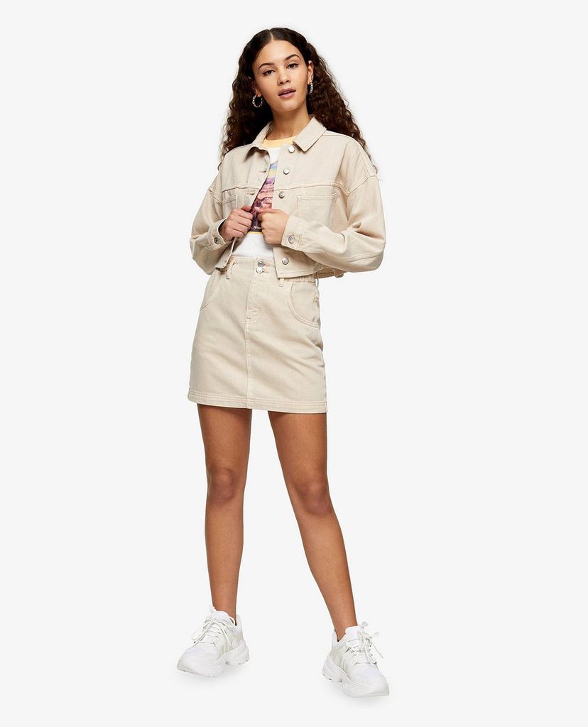 TOPSHOP - Chân váy denim mini lưng thun CONSIDERED Sand Paperbag