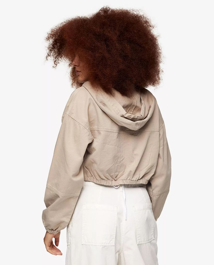 TOPSHOP - Áo hoodie nữ phối zip phom croptop thời trang Sand