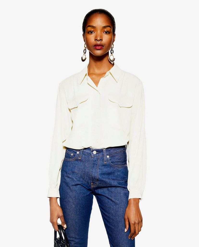 TOPSHOP - Áo sơ mi nữ cổ bẻ tay dài Smart Pocket