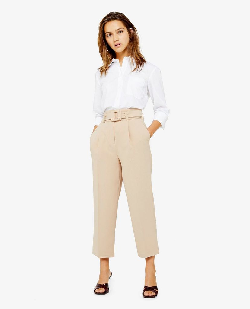 TOPSHOP - Quần kiểu nữ lưng cao phối thắt lưng PETITE Stone Buckle Peg