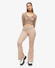 TOPSHOP - Quần kiểu nữ ống loe Stone Corduroy Ribbed