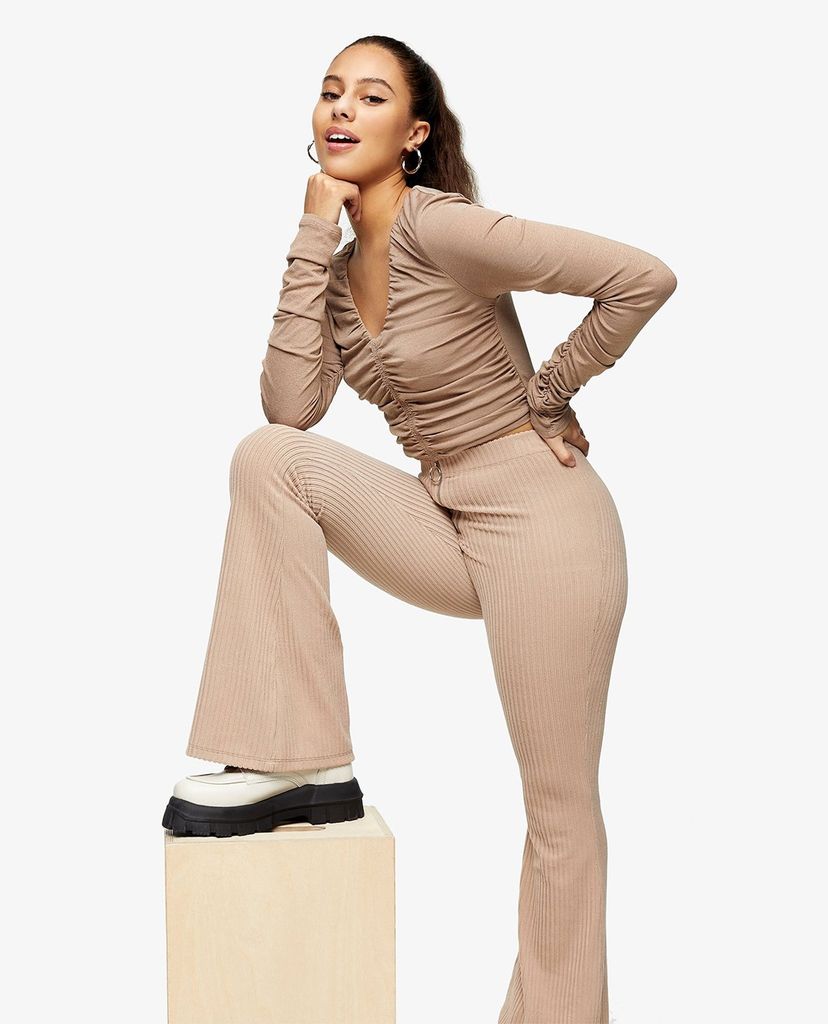 TOPSHOP - Quần kiểu nữ ống loe Stone Corduroy Ribbed
