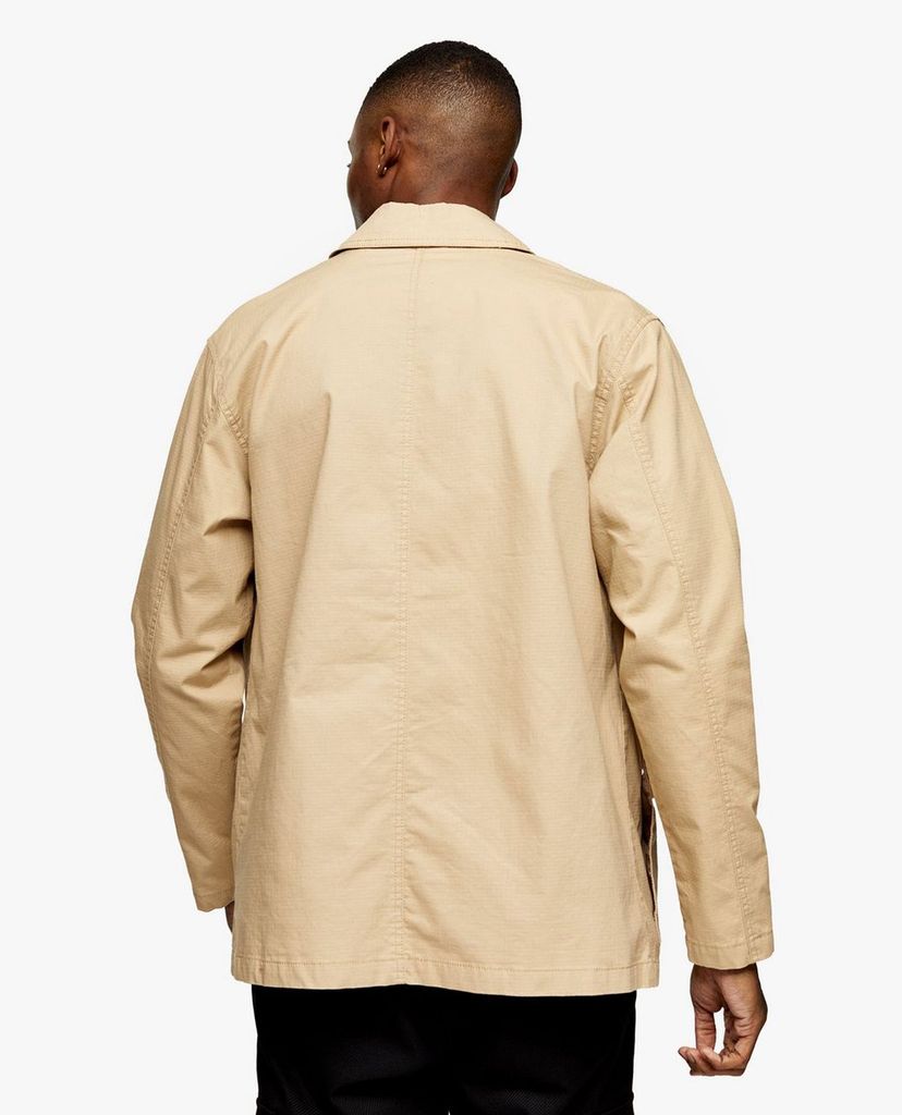 TOPMAN - Áo khoác nam cổ bẻ tay dài Stone Ripstop