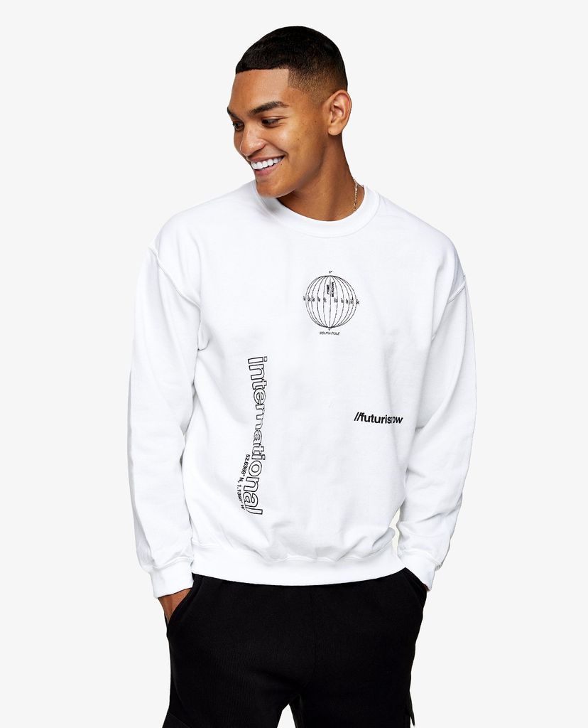 TOPMAN - Áo sweatshirt nam cổ tròn International Print