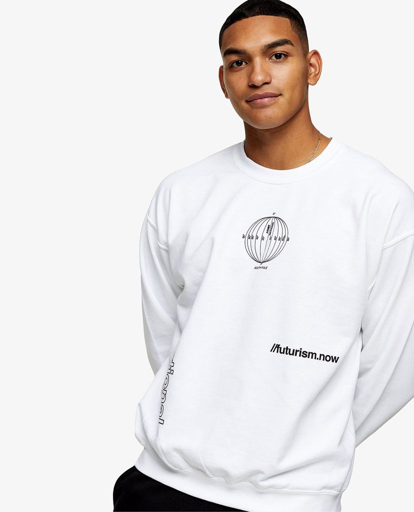 TOPMAN - Áo sweatshirt nam cổ tròn International Print