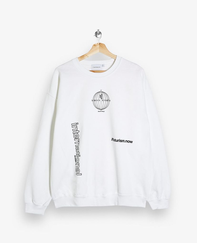 TOPMAN - Áo sweatshirt nam cổ tròn International Print