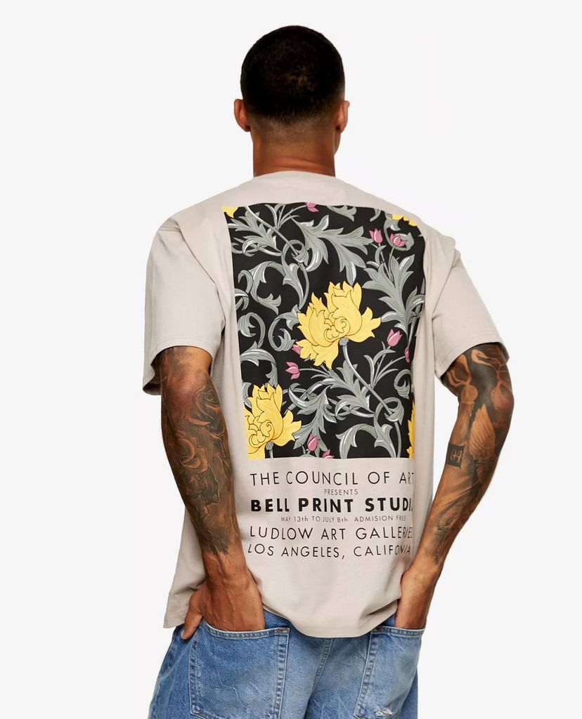 TOPMAN - Áo thun nam cổ tròn ngắn tay Stone Floral Los Angeles