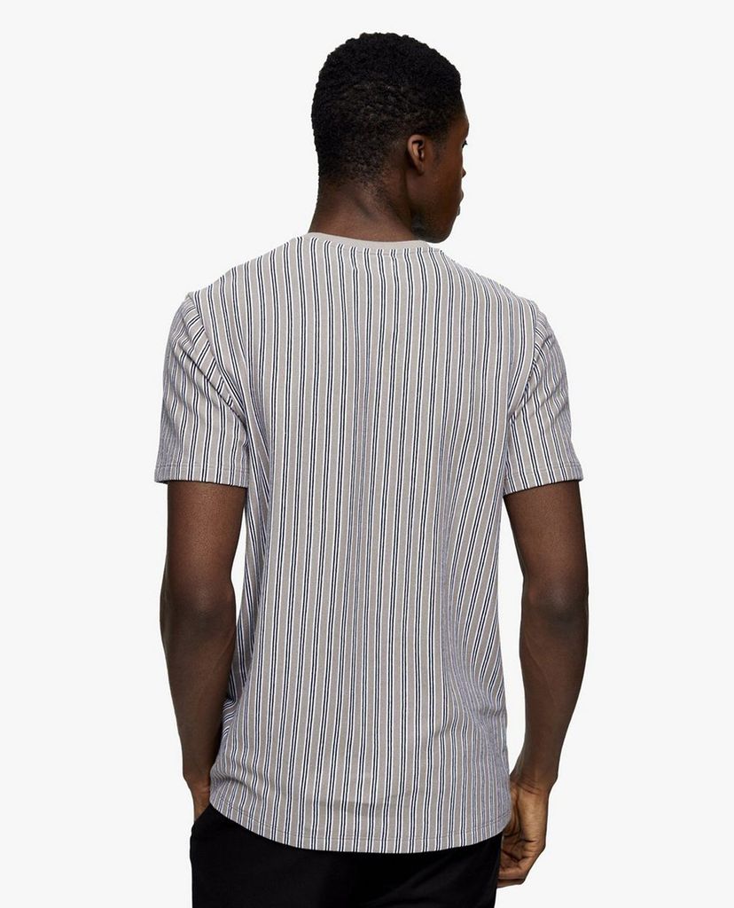 TOPMAN - Áo thun nam cổ tròn ngắn tay Stone Waffle Stripe