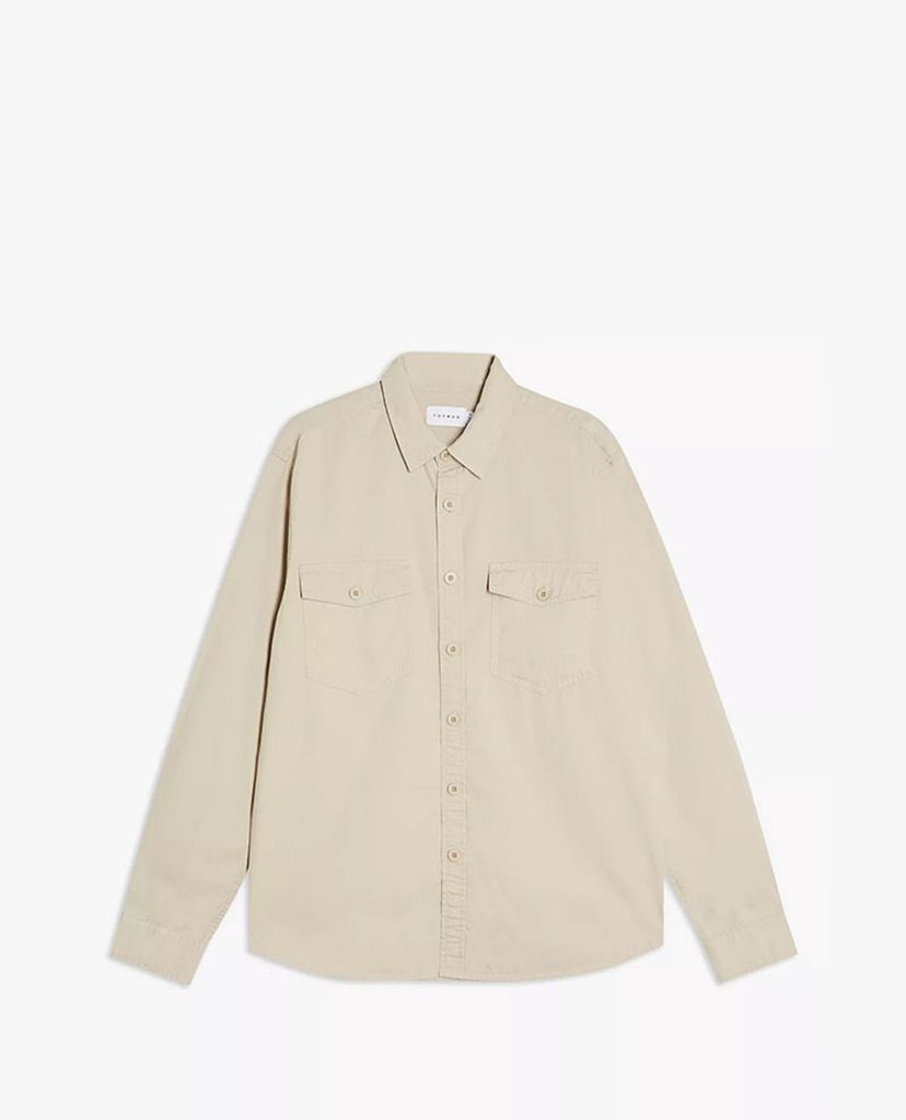 TOPMAN - Áo sơ mi nam tay dài cổ bẻ phom suông thanh lịch
