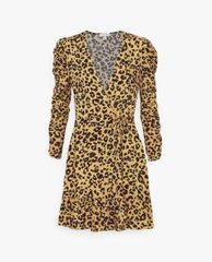 TOPSHOP - Đầm mini cổ V dáng quấn Tan Animal Heart Print