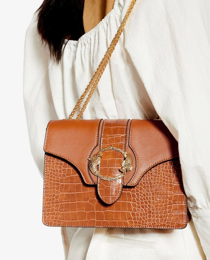 TOPSHOP - Túi đeo vai nữ phom chữ nhật OCEAN Tan Chain
