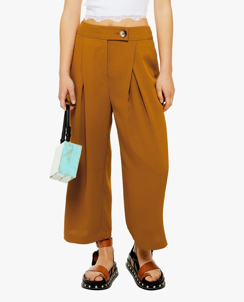 TOPSHOP - Quần kiểu nữ ống rộng PETITE Tan Cropped Wide Leg
