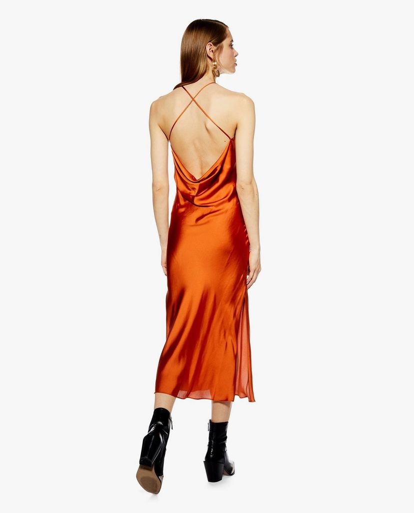 TOPSHOP - Đầm midi hai dây xẻ tà PETITE Satin Slip