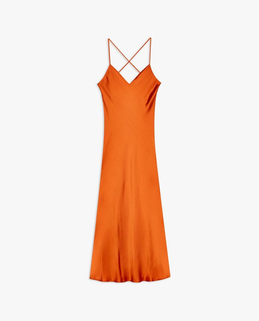 TOPSHOP - Đầm midi hai dây xẻ tà PETITE Satin Slip