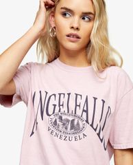 TOPSHOP - Áo thun nữ ngắn tay cổ tròn phom suông thời trang