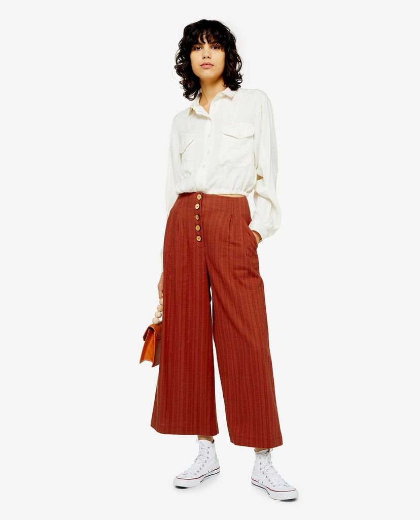TOPSHOP - Quần kiểu nữ ống rộng Stripe Linen Crop Wide