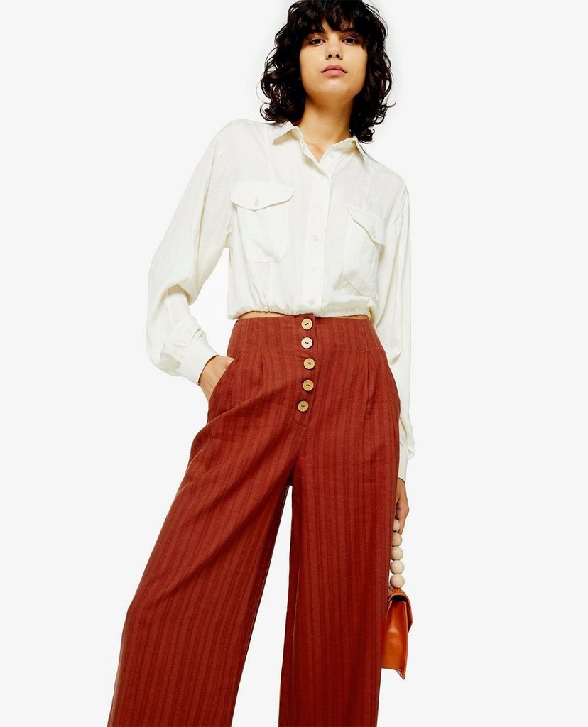 TOPSHOP - Quần kiểu nữ ống rộng Stripe Linen Crop Wide