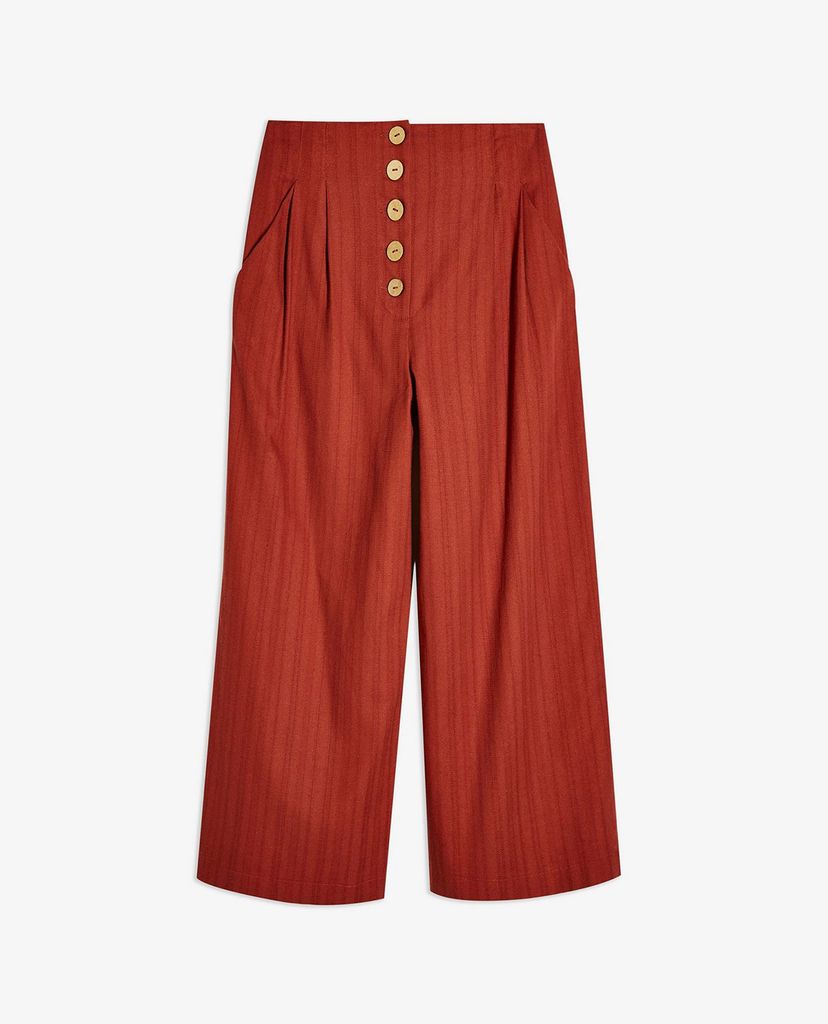 TOPSHOP - Quần kiểu nữ ống rộng Stripe Linen Crop Wide
