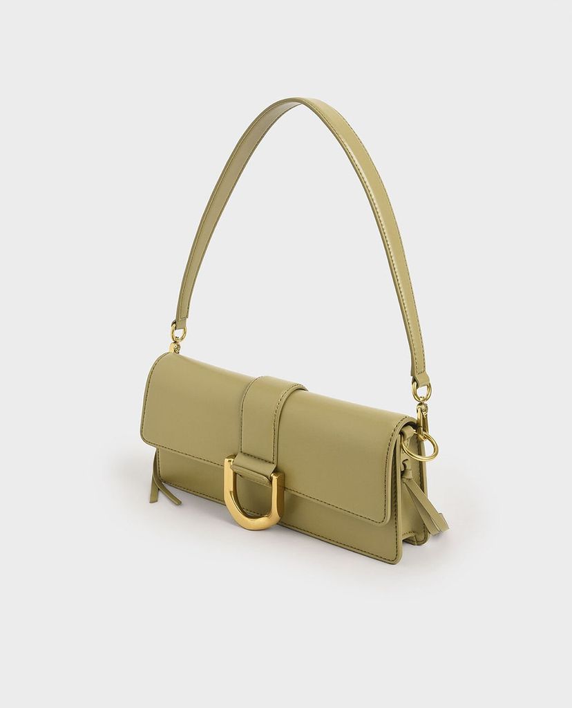 CHARLES & KEITH - Túi đeo vai nữ chữ nhật Metallic Buckle
