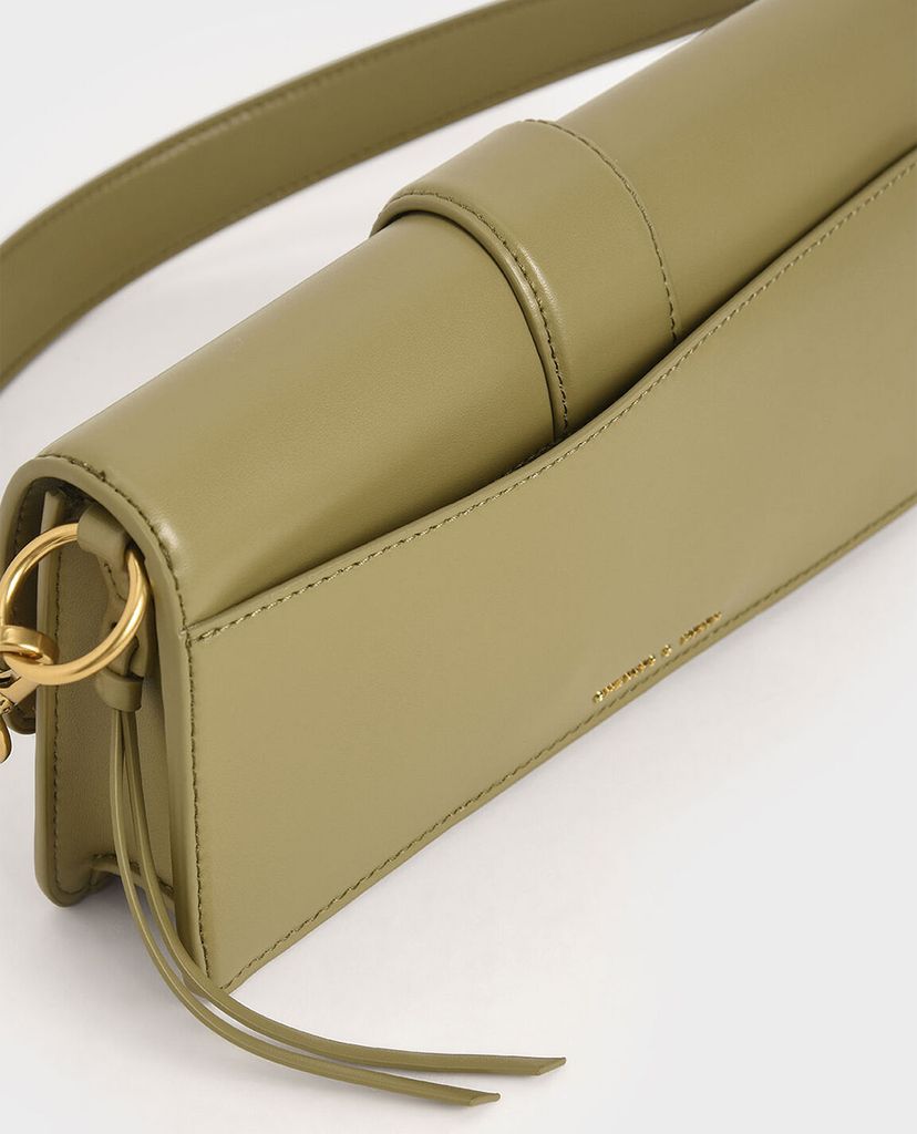 CHARLES & KEITH - Túi đeo vai nữ chữ nhật Metallic Buckle