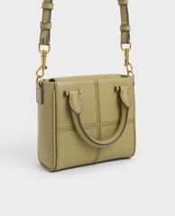 CHARLES & KEITH - Túi xách tay nữ phom vuông Textured Panelled