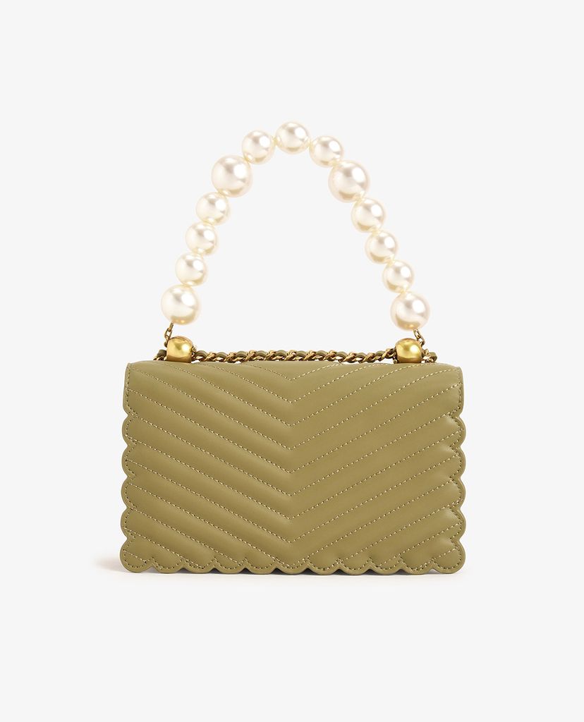 CHARLES & KEITH - Túi đeo chéo nữ chữ nhật Pearl Embellished
