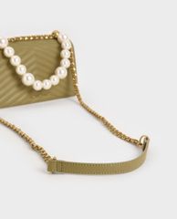CHARLES & KEITH - Túi đeo chéo nữ chữ nhật Pearl Embellished