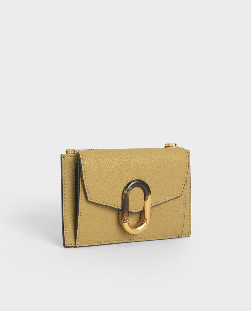 CHARLES & KEITH - Ví đựng name card nữ Croc Effect Stone Embellished