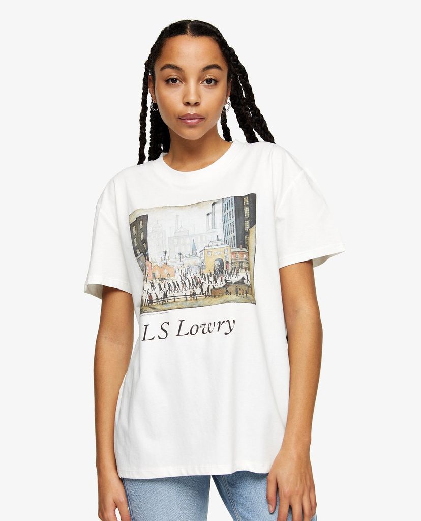 TOPSHOP - Áo thun nữ tay ngắn cổ tròn Lowry Print In White By & Finally