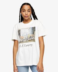 TOPSHOP - Áo thun nữ tay ngắn cổ tròn Lowry Print In White By & Finally