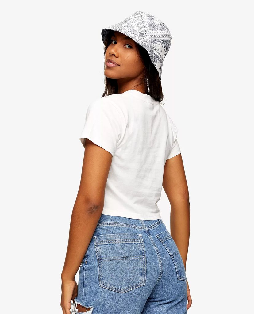 TOPSHOP - Áo thun nữ croptop cổ tròn tay ngắn Tarot Card Print