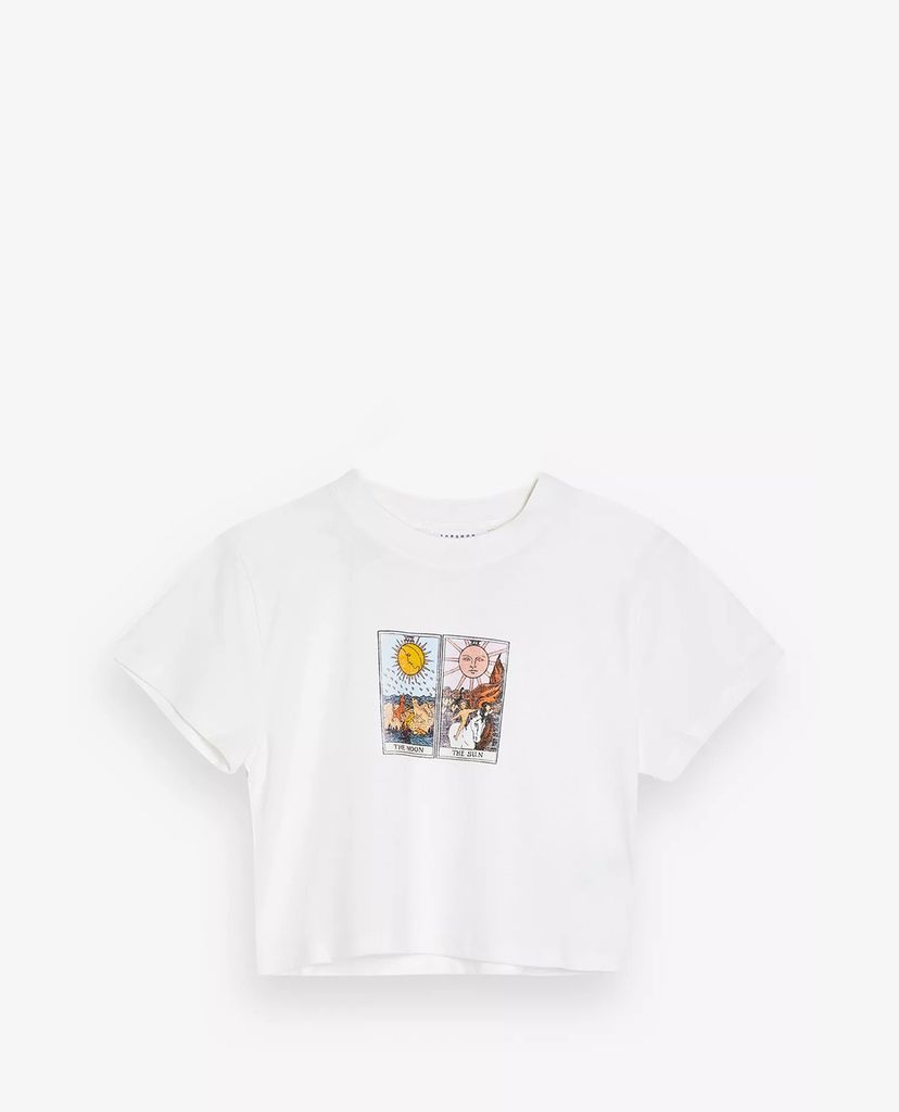 TOPSHOP - Áo thun nữ croptop cổ tròn tay ngắn Tarot Card Print