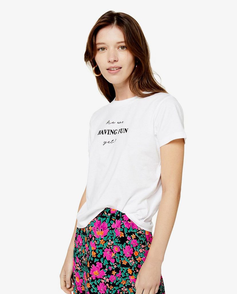 TOPSHOP - Áo thun nữ cổ tròn ngắn tay Having Fun Yet