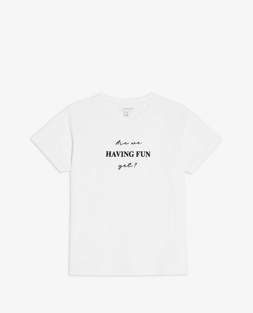 TOPSHOP - Áo thun nữ cổ tròn ngắn tay Having Fun Yet