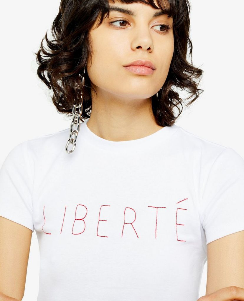 TOPSHOP - Áo thun nữ cổ tròn tay ngắn Liberte Stitch