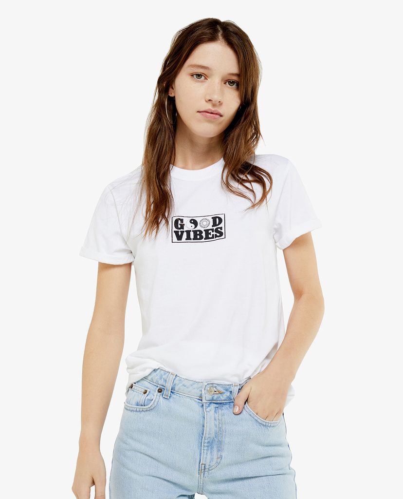 TOPSHOP - Áo thun nữ ngắn tay Good Vibes