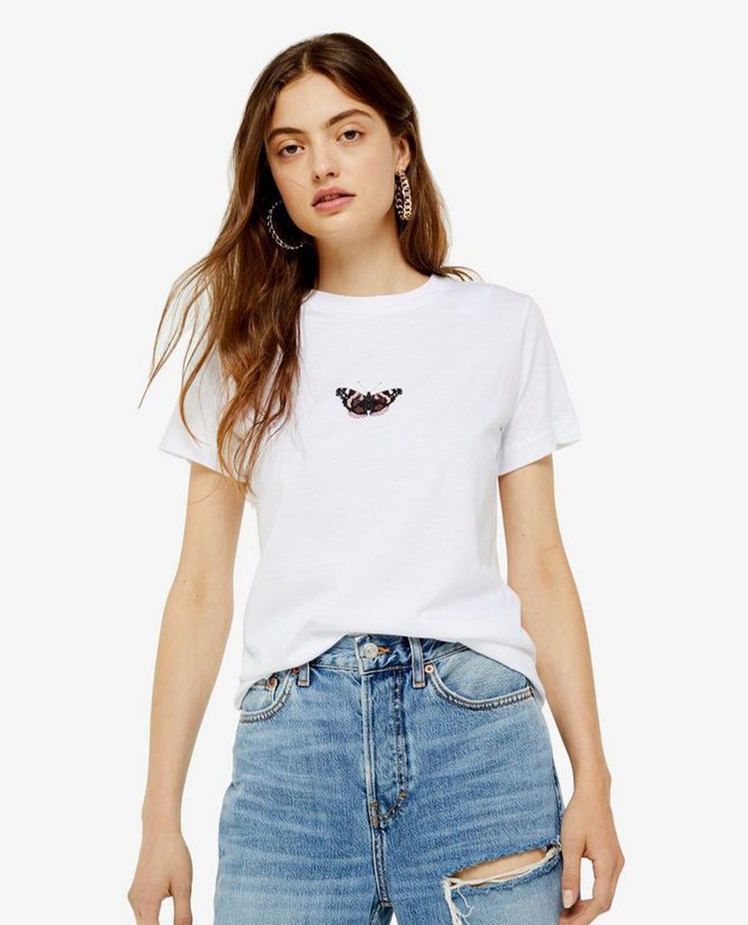 TOPSHOP - Áo thun nữ cổ tròn tay ngắn Mini Butterfly