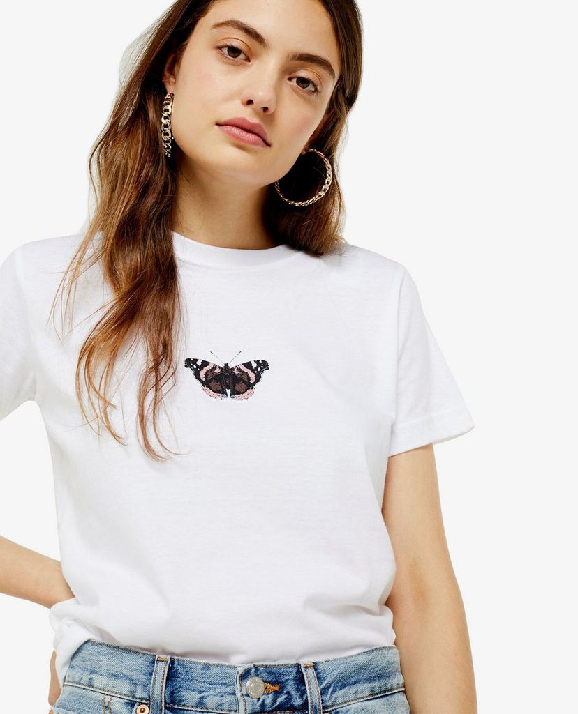 TOPSHOP - Áo thun nữ cổ tròn tay ngắn Mini Butterfly