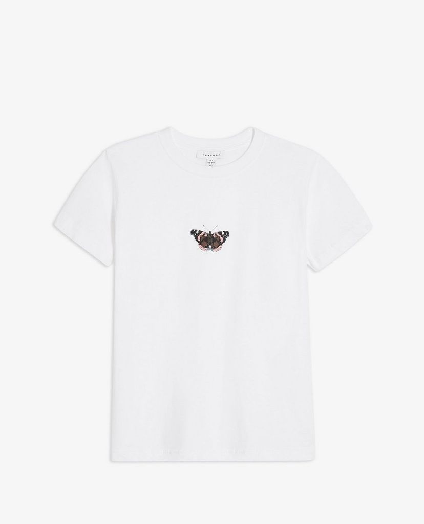 TOPSHOP - Áo thun nữ cổ tròn tay ngắn Mini Butterfly