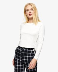 TOPSHOP - Áo thun nữ tay dài phom ôm White Side Ruched