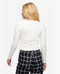 TOPSHOP - Áo thun nữ tay dài phom ôm White Side Ruched