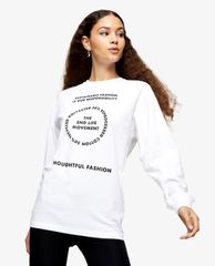 TOPSHOP - Áo thun nữ cổ tròn tay dài 2nd Life Skater In White