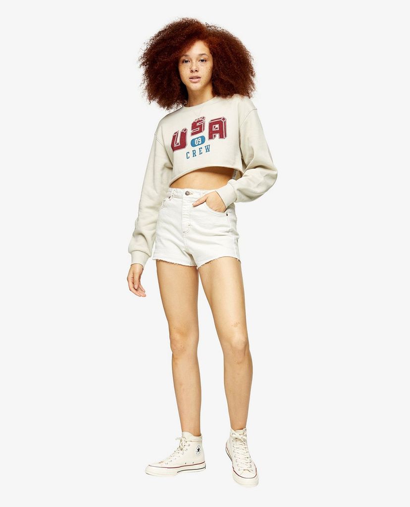 TOPSHOP - Quần shorts nữ denim CONSIDERED Premium White Mom